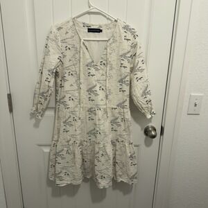 United By Blue Women's Dress Midi Off White Beach Theme‎ Design Size XS